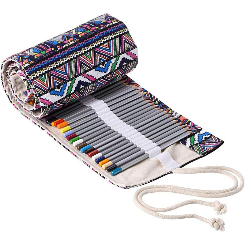 BTSKY Canvas Pencil Roll Wrap 108 Slot--Adult Coloring Pencil